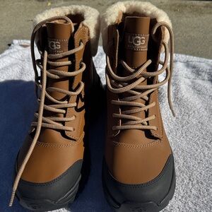 UGG Tan and Black Lace-Up Boots